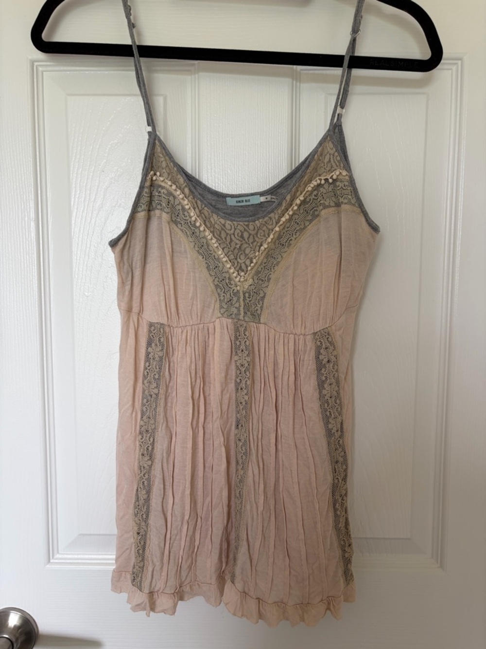 Kimchi Blue Blush Pink and Gray Lace Trim Camisole